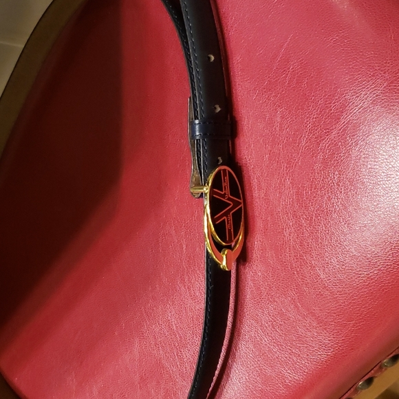 Mario Valentino calfskin navy belt main image 4